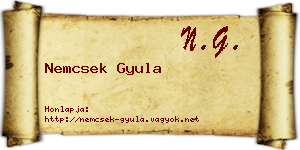 Nemcsek Gyula névjegykártya